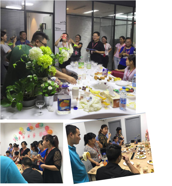 （前方車間茶話會也開展的如火如荼，大家放松心情，暢所欲言，品味中秋美食）